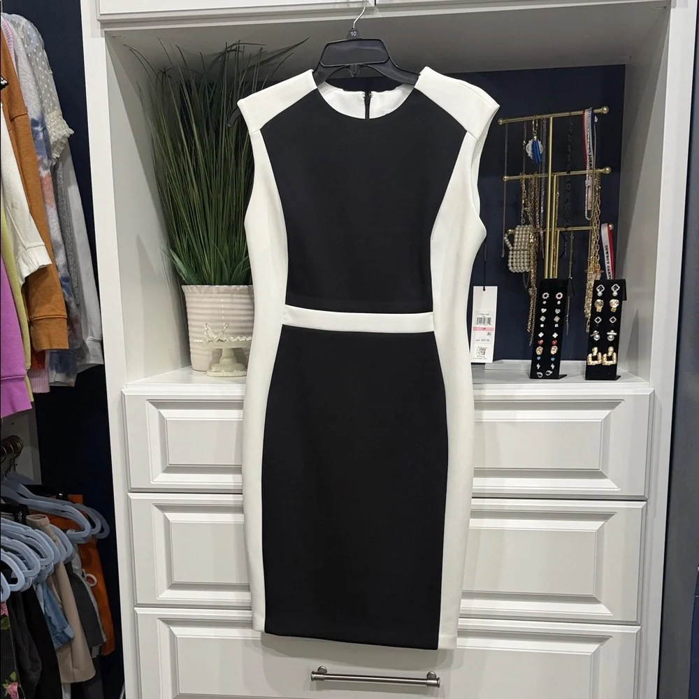 Calvin Klein Black and White Midi Dress - Picture 1 of 7